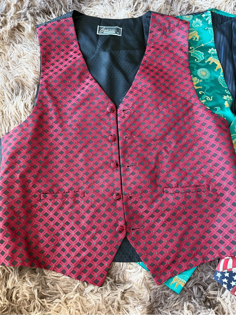 Men's Red Patterned Dress Vest - Brioni